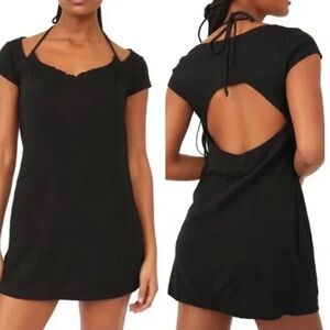 NWT Free People Vivi Mini dress FP Beach L black